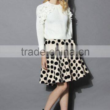 2016 Guangzhou Shandao Custom Logo New Fancy Style Summer Fashionable Polka Dot Ruffle Knee Length Women Umbrella Skirt photo-2