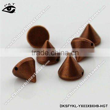 10mm sew on cone studs with holes brown coffee color for clothing shoes