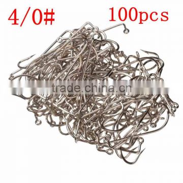 Wholesale Price Size 4/0 Fishing Tools Lot 100PCS Jig Hook Jig Big Stainless Steel Fishing Hooks White Color Fish Hook