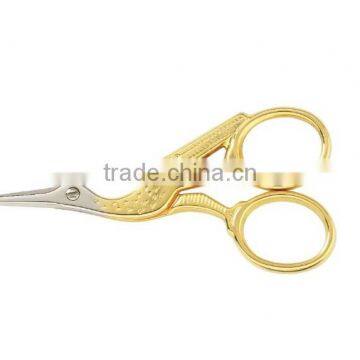 gold plated stork embroidery scissors