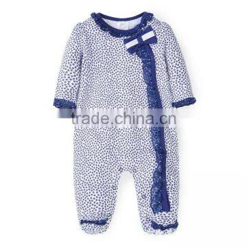 Cotton Ruffle Lace Long Sleeve Long Leg Baby Boys Romper