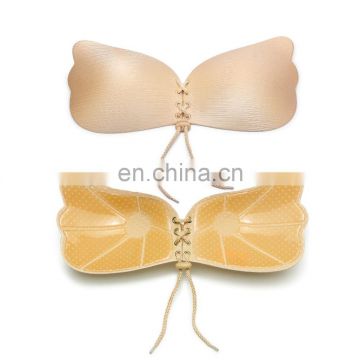 Women Self Adhesive Strapless Bandage Stick Silicone Push Up 1/2 Cup Invisible fly Bra