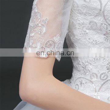 HS1621 2017 Full Length Girl Flower Dress Off Shoulder White Puffy Ball Gown Bridal Dress photo-4