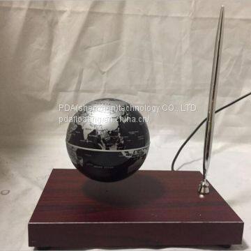 Rectangle Red Wooden Base Floating Globe With a Pen photo-4