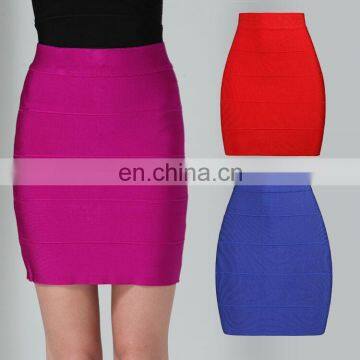 2014 Red short bodycon rayon plaid skirt