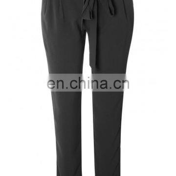 BLACK TIE WAIST TAPERED TROUSERS