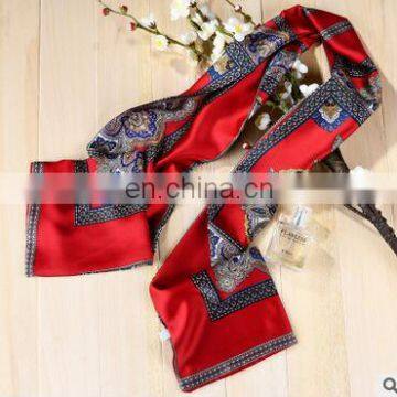 17cm*145cm 2017 New Arrival Women Flower Print oil painting square silk scarf women royal rose shawls