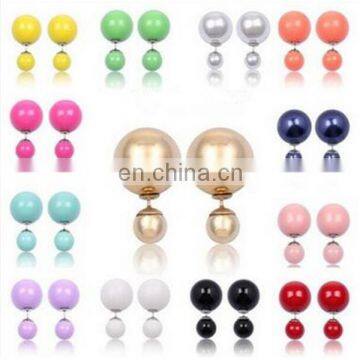 Double - sided Pearl Earrings Candy Color Spherical Fnacy Stud Earrings