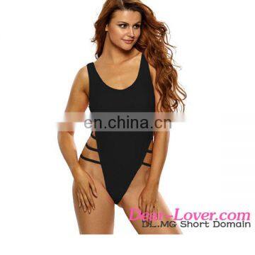 Royal Blue Strappy High Leg Lace Up Back One Piece Swimsuit Sexi Ladies Mature Bikini Swimsuits photo-4