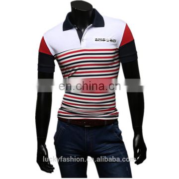 Custom Men's Fashion Short Sleeve Collar Stripe Polo Shirt