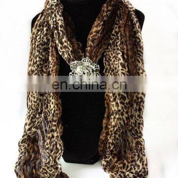 Wholesale Ladies fancy zebra striped fashion jewelry scarf with flower