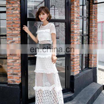 White Short Sleeve Lace Dress Thick Cheap Long Party Dress for Girls Wholesale Drposhipping photo-5