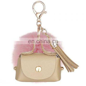Pom Pom Tassel Mini pu Bag Keychain photo-3