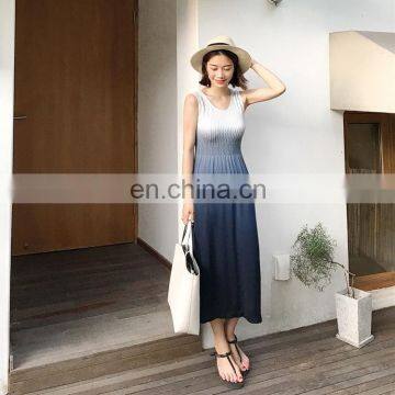 new arrivals 2017 adult group elegant Korean style stretchy top knit wear gradient summer dress for women