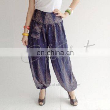 Thai Ladies Aladdin Rayon Pants with peacock Art Printed