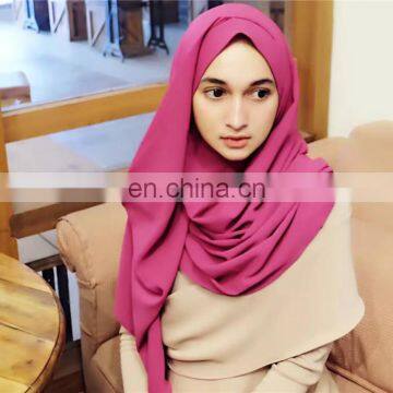 2017 new arrival solid long chiffon shawl muslim islamic chiffon scarfs ,large turkish chiffon hijab scarf