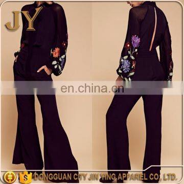 Cheap Jumpsuit For Women Sexy Open One Piece Embroidered Pattern Bell Jumpsuits