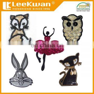 cartoon character sequin embroidery patch,iron on or self adhesive on patch,high quality embroidery patch