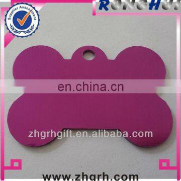 Solid red color Bone shape metal dog tag manufactory