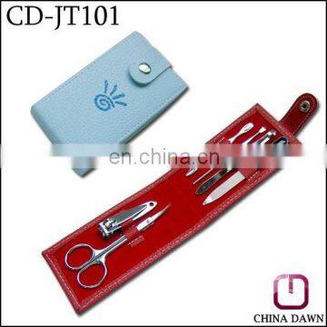 6pcs leather promotional gift manicure set with customized logo CD-JT101