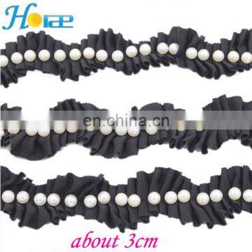 New Arrival Ribbon Trimming Decorative Lace Trim With Pearls for Garment photo-2