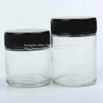 2oz Cosmetic Packaging Clear Glass Jar with Child Proof Cap