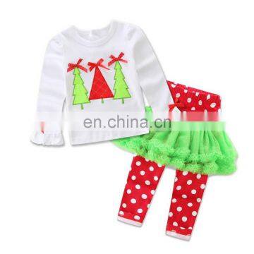 Children's autumn dress kids clothing sets children's embroidered Christmas boutique suit