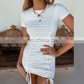 2020 New Arrivals Women Sexy Party Dresses Ladies Pleated Bodycon Bandage Club Dress Women Mini Sexy Dresses photo-3