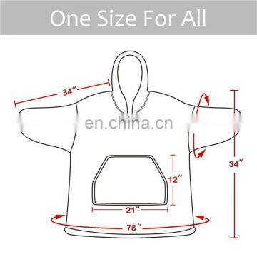 One Size Oversized Reversible Warm Soft Cozy Large Pocket Sherpa Hoodie Wearable Sweatshirt Blanket photo-5