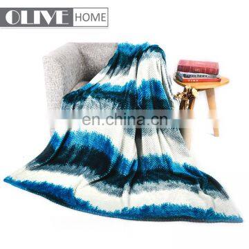 High Quality Knitted 100% Polyester Super Soft Ombre Jacquard Flannel Fleece Blanket photo-6