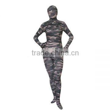 Green camouflage spandex lycra full body suit for women HNF007