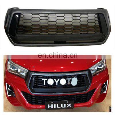 Good Quality ABS Front Grille 4x4 accessories for HILUX Rocco 2018 black +Carbon plate + logo