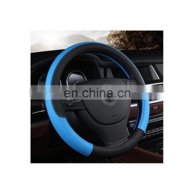 6 Color Non-Slip Sweat Good Breathable Pu Leatherette 15 Inch Car Warm Steering Wheel Cover Steering Wheel Cover Silicone Cover