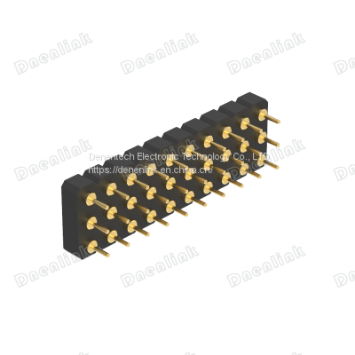 Dnenlink 3.00mm Pitch Triple Row H2.5mm Concave Contact Straight Female Header SMT Type PogoPin Header photo-3