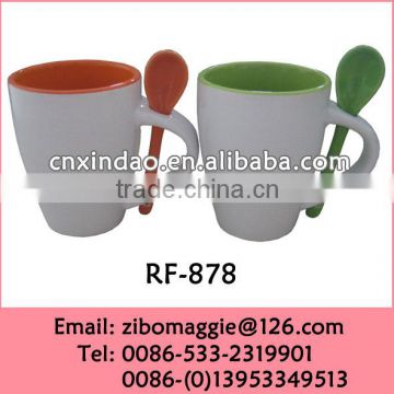 Custom Made Colored Children Daily Used Porcelain Milk Mug Spoon Tableware for Promotion