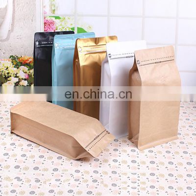 Food Grade Customized Packaging Flat Bottom Side Gusset Reusable Coffee Bean Packaging Aluminum Foil Bag with Zipper and Valve