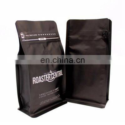 Customizable Design Matte Reusable Packaging Flat Bottom Coffee Bag Empty Coffee Bags With Valve