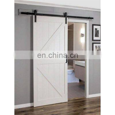 Wooden double bathroom sliding barn door with roller and fittings