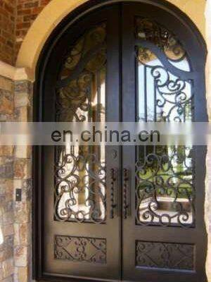 Apartment Exterior Arch Design Double Entry Wrought Iron Door