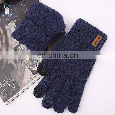 Cheap Winter Unisex Anti Slip Touchscreen Magic Knit Smartphone Acrylic Tactile Touch Screen Winter Knitted Gloves photo-5