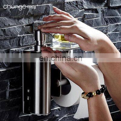 Stainless Steel 304 Wall Mount Liquid metal Soap Dispenser with toilet paper holder phone shelf Bathroom Accessories shower