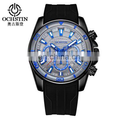 Casual Sports Watches Men Luxury OCHSTIN GQ094 Clock Menz Watch Silicone Quartz Wrist Watch male relogio