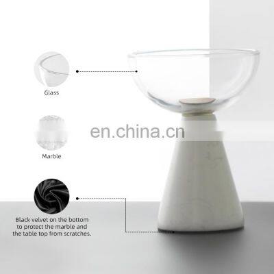 Modern Marble Stand Nordic Glass Dry Fruit Compote Cookie Chocolate Candy Desert Wedding Decoration Bowl photo-3