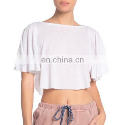 Flare plain High quality soft 100% cotton crop tops