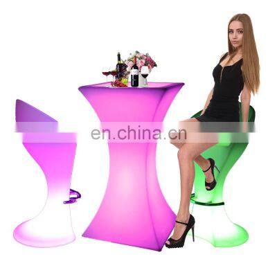 sillas bar /16 colors led plastic high cocktail table and chair waterproof glow light bar night club furniture