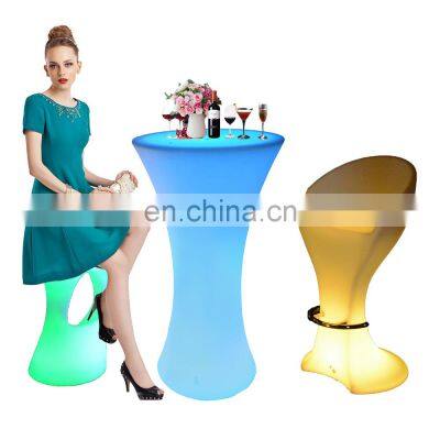 led stools /PE RGB color changed LED night club furniture catering cafe bar chair& table Bar Furniture Sets