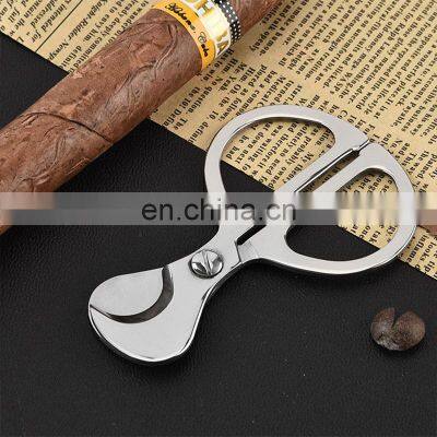 Luxurious Portable Cheap Wholesale Best Custom Logo Scissor Desk Silver Table Top Stainless Steel Cigar Cutter photo-2