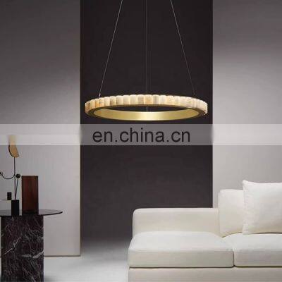 Indoor Hotel Lobby Modern Round Living Room Pendant Light Luxury Alabaster LED Chandelier