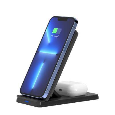 Slim foldable 15w wireless stand mobile phone holder portable fast wireless car charger