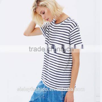 Women 2016 casual t shirt arrival 100%cotton fashion stripe short sleeve women's clothing TS030